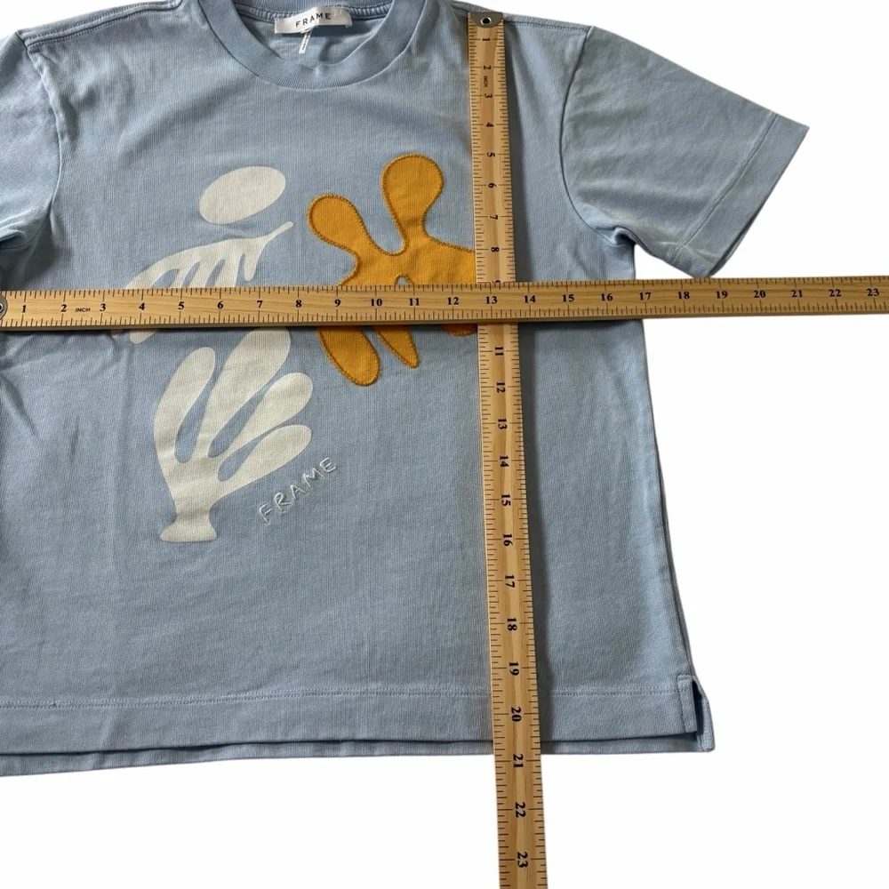 FRAME Graphic Tee Blue Abstract Logo | XS | EXCELLENT - Picture 7 of 8